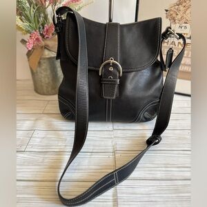 Vintage Coach Black Leather Soho Flap Bag